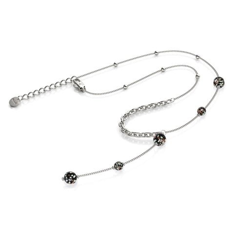 Obsidian | Silver | Firefly Glass Cascade Double Pendant